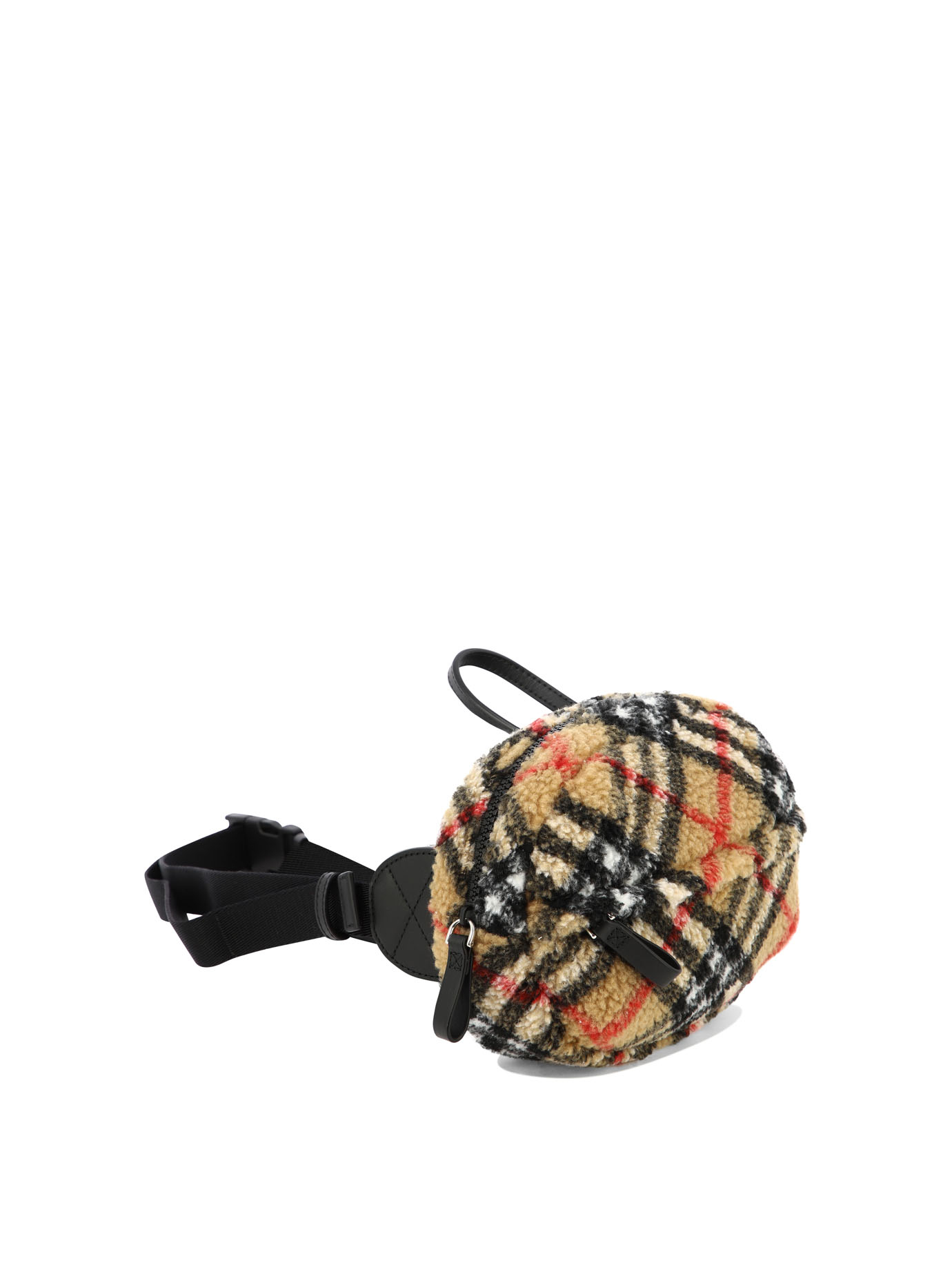 BURBERRY KIDS Beige Check fleece belt bag